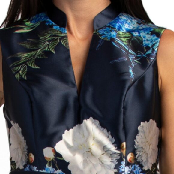 RENE BY RENE RUIZ Sleeveless Floral Gown With Belt - Picture 2 of 4